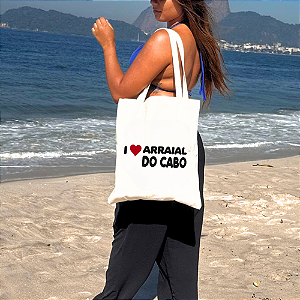 Bolsa Ecobag 100% Algodão Estampa I LOVE ARRAIAL DO CABO Reutilizável Estilosa