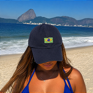 Boné Bordado Ajustável Identidade Carioca BRASÃO Azul Unissex