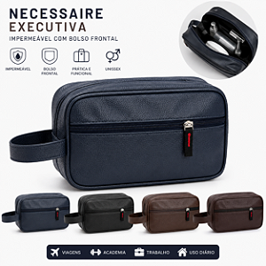 Necessaire Executiva Impermeável com Bolso Frontal