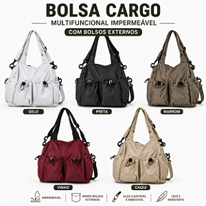 Bolsa Cargo Multifuncional Impermeável com Bolsos Externos