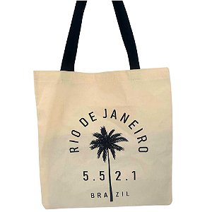 Bolsa Ecobag 100% algodão Estampa +55 21 (alça preta)