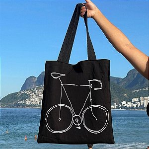 Bolsa Ecobag PRETA 100% algodão Bicicleta
