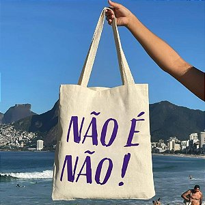 Bolsa Ecobag 100% algodão Não é Não (Roxo)