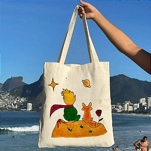 Bolsa Ecobag 100% algodão Pequeno Príncipe (Pintada a mão)