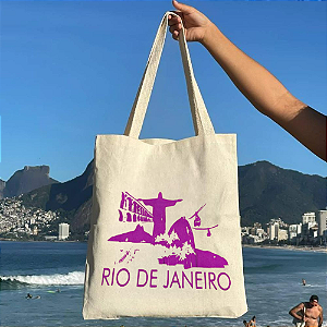 Bolsa Ecobag 100% algodão Pontos Turísticos (Roxo)