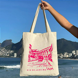 Bolsa Ecobag 100% algodão Lapa Rj (Rosa)