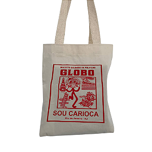 Bolsa Feminina Mini  Ecobag  100% algodão Estampa Globo vermelho