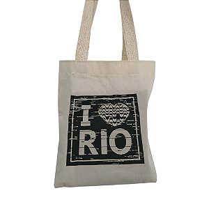 Bolsa Feminina Mini  Ecobag  100% algodão Estampa I<3 Rio