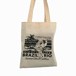 Bolsa Feminina Mini  Ecobag  100% algodão Estampa Brazil Rio