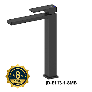 Misturador monocomando Square Bica alta para Banheiro Preto Fosco
