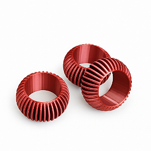 Kit com 6 Porta Guardanapos Raiados Vermelho Metalizado