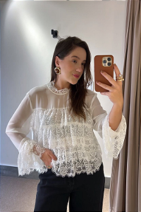 Blusa Renda c/ Chiffon