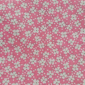 Tecido Tricoline Digital para Patchwork Estampa Mini Floral Branco e Fundo Rosa Chiclete