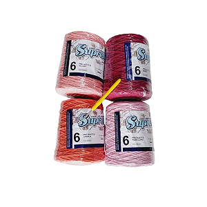 Kit Barbante n6 Cores Variadas, com agulha de Crochê n3,5