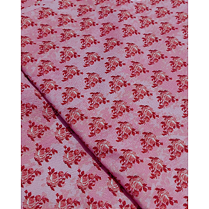 Tecido Tricoline Digital Estampa Flora Rosa em Fundo Rosa