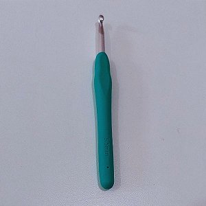 Agulha Crochê Cabo Emborrachado Verde 5,5mm