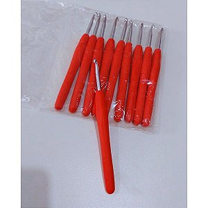 Agulha Crochê Cabo Emborrachado Vermelho  4,5mm