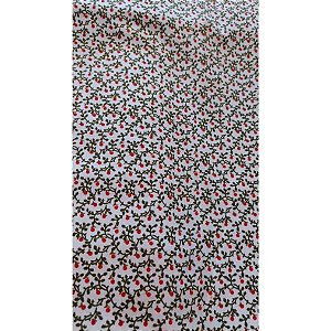 Tecido Tricoline para Patchwork com Estampa de Mini Floral e Folhagens