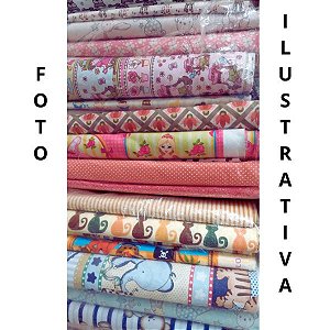 Kit Cortes de 50 x 70 cm de Tecido Tricoline com Estampas Variadas