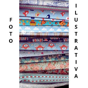 Kit Cortes de 50 x 1,5 de Tecido Tricoline com Estampas Variadas