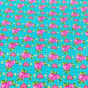 Tecido Tricoline para Patchwork com Estampa Floral
