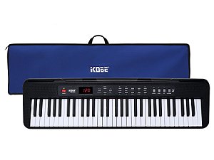 Kit Teclado Musical Kobe KB-150 BK Preto 61 Teclas Com Capa de Transporte Azul
