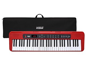 Kit Teclado Musical Kobe KB-150 RD Vermelho 5/8 61 Teclas Com Capa Preta
