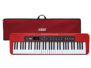 Kit Teclado Musical Kobe KB-150 RD Vermelho 5/8 61 Teclas Com Capa Vermelha