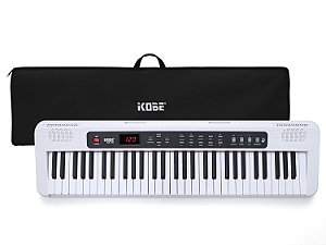 Kit Teclado Musical Kobe KB-150 WE Branco 5/8 61 Teclas Com Capa Preta