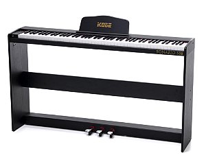 Piano Digital 88 Teclas Kobe Sonario S88 com Estante em madeira e Pedal Triplo - Completo