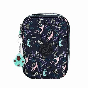 Estojo Kipling 100 Pens Estampado Jungle Monkeys Preto
