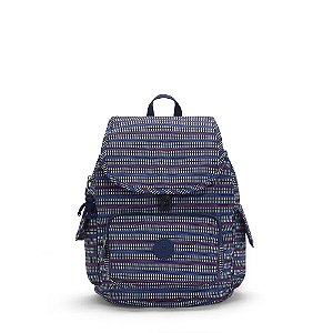 Mochila Kipling City Pack S 13L Blue Geo Print Roxo