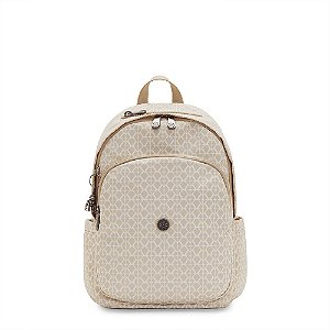 Mochila Kipling Delia 16L Estampado Signature Beige