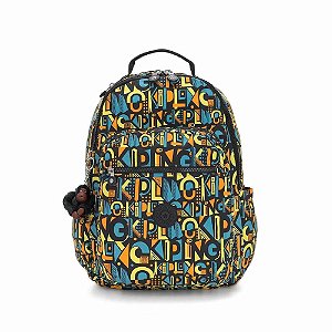 Mochila Kipling Seoul 27L Amarelo Deco Print Mix