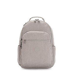 Mochila Kipling Seoul 27L Cinza Grey Beige