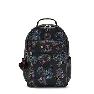 Mochila Kipling Seoul 27L Estampada Homemade Stars Preto