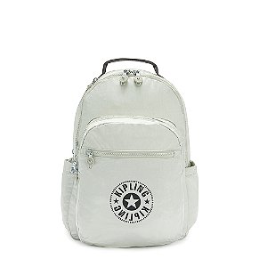 Mochila Kipling Seoul 27L Prata Silver Plus
