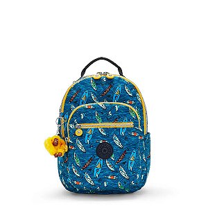 Mochila Kipling Seoul S 14L Estampado Funky Surf Azul