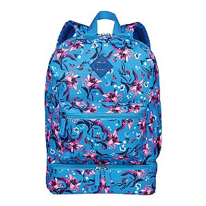 Mochila Lancheira Sestini Fit Floral Azul