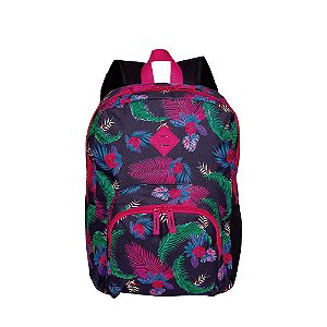 Mochila Sestini Estampada Floral Happy Neon Rosa