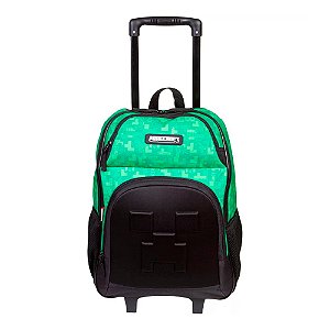 Mochila Escolar Sestini Com Rodas Minecraft X Verde