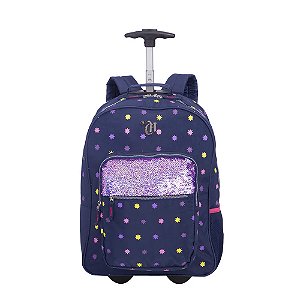 Mochila Sestini Com Carrinho Capricho Estrelas Azul Marinho