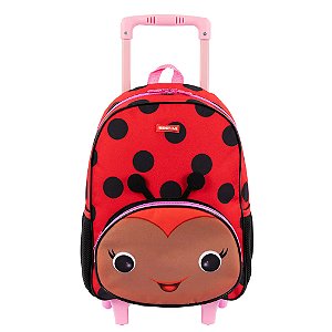 Mochila Sestini Com Rodinhas Escolar Kids Joaninha Vermelho