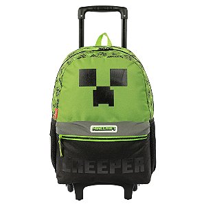 Mochila Sestini Com Rodinhas Escolar Minecraft Creeper Verde