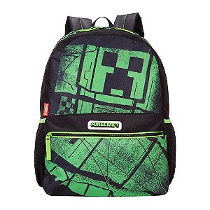 Mochila Sestini Escolar Minecraft Acid Creeper Grande Verde