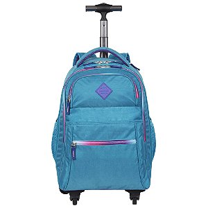 Mochila Sestini Com Rodinhas 4 Rodas Rolling Azul Caribe