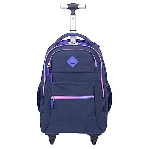Mochila Sestini Com Carrinho 4 Rodas Rolling Azul Cyberpunk