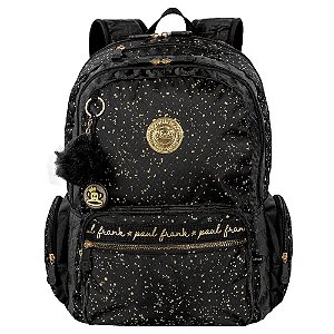 Mochila Sestini 2 Comp Paul Frank Styles Preto e Dourado