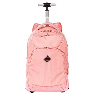 Mochila Sestini Com Carrinho Rolling Grande Rosa Metálico