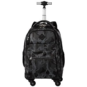 Mochila Sestini Com Carrinho 4 Rodas Rolling Camuflado Cinza